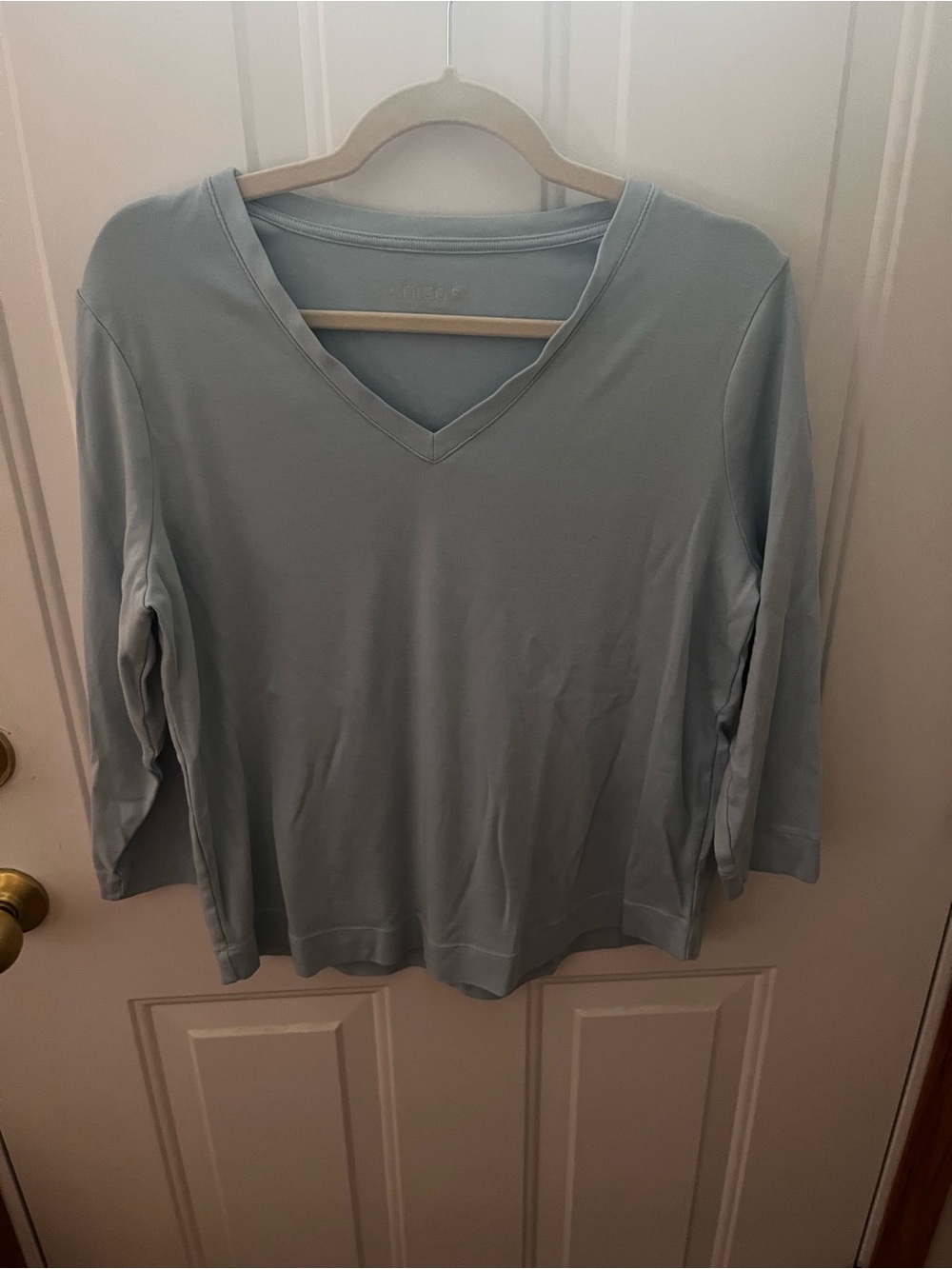 Chico's Light Blue V-Neck Women's Top - Classic Everyday Style-Size 2